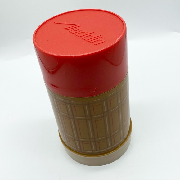 Vintage 1970s Aladdin Plaid Thermos Pint Size - Picture 2 of 13